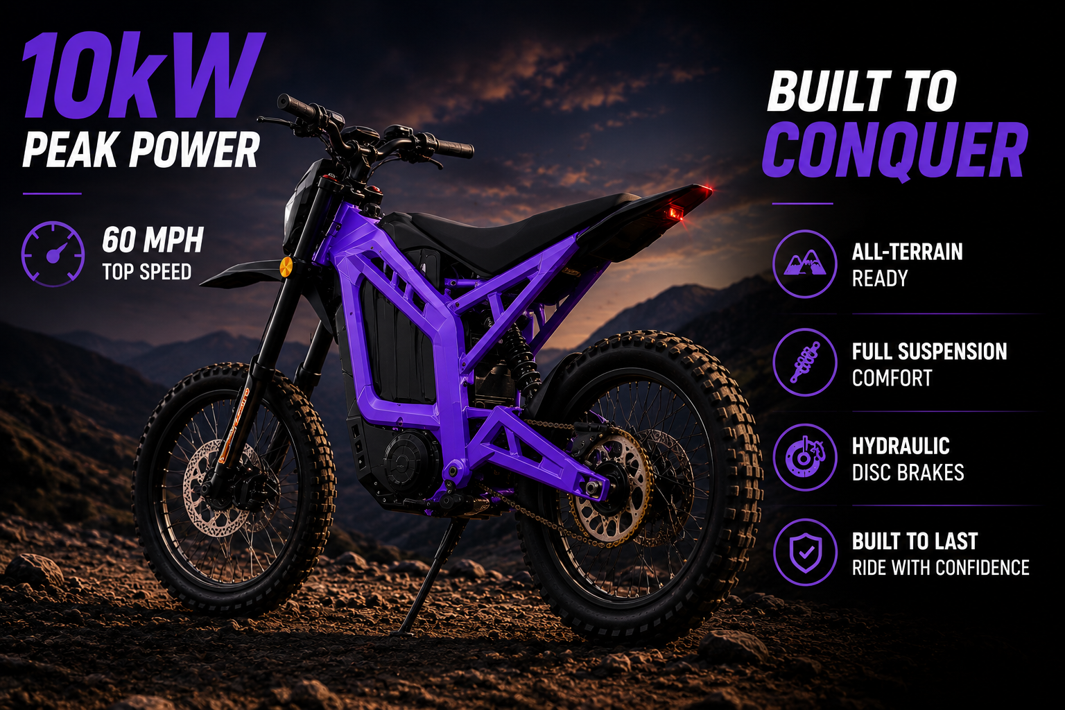 Yasyas 10kW 72V Electric Dirt Bike