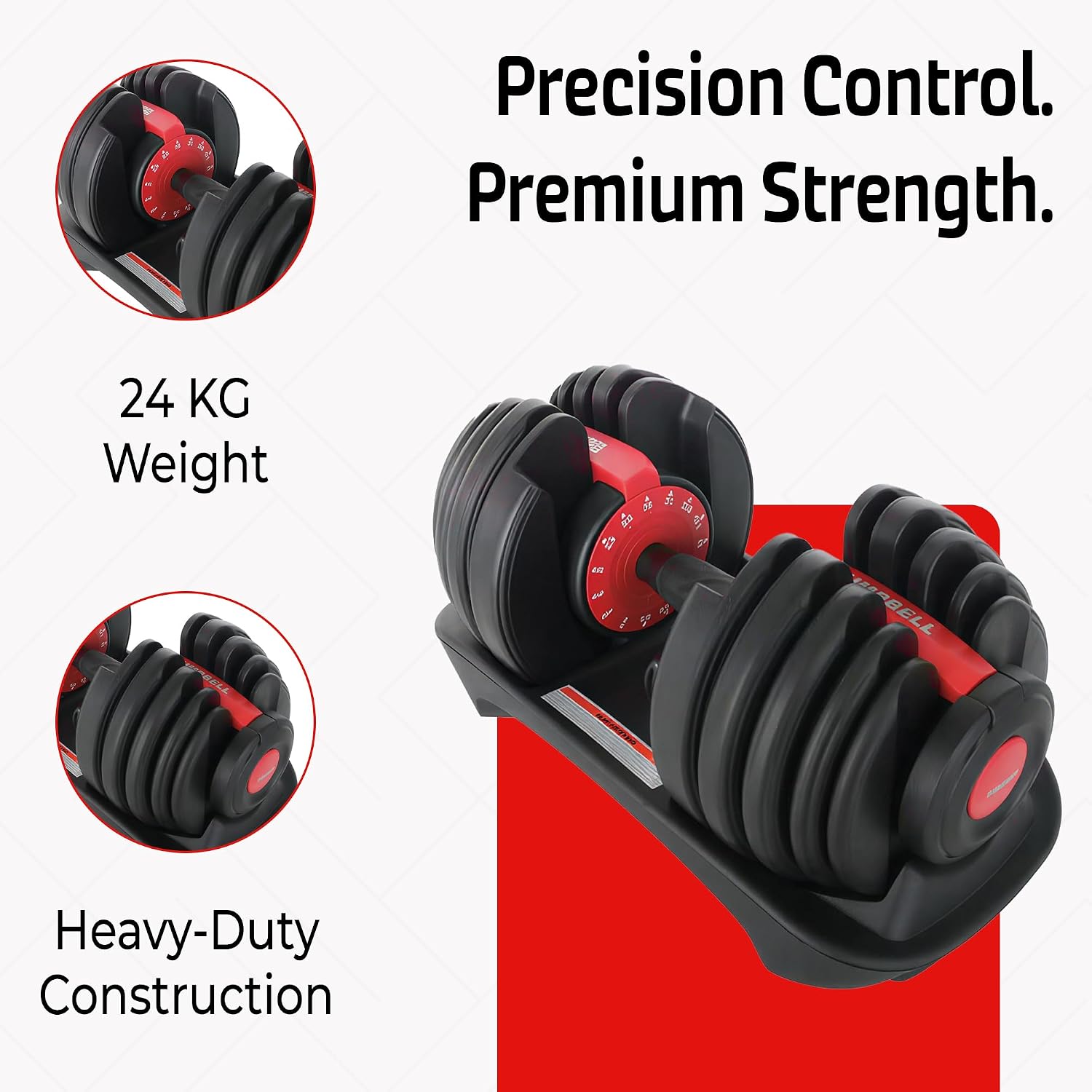 Adjustable Dumbbells Set 24KG Each (48KG Set)
