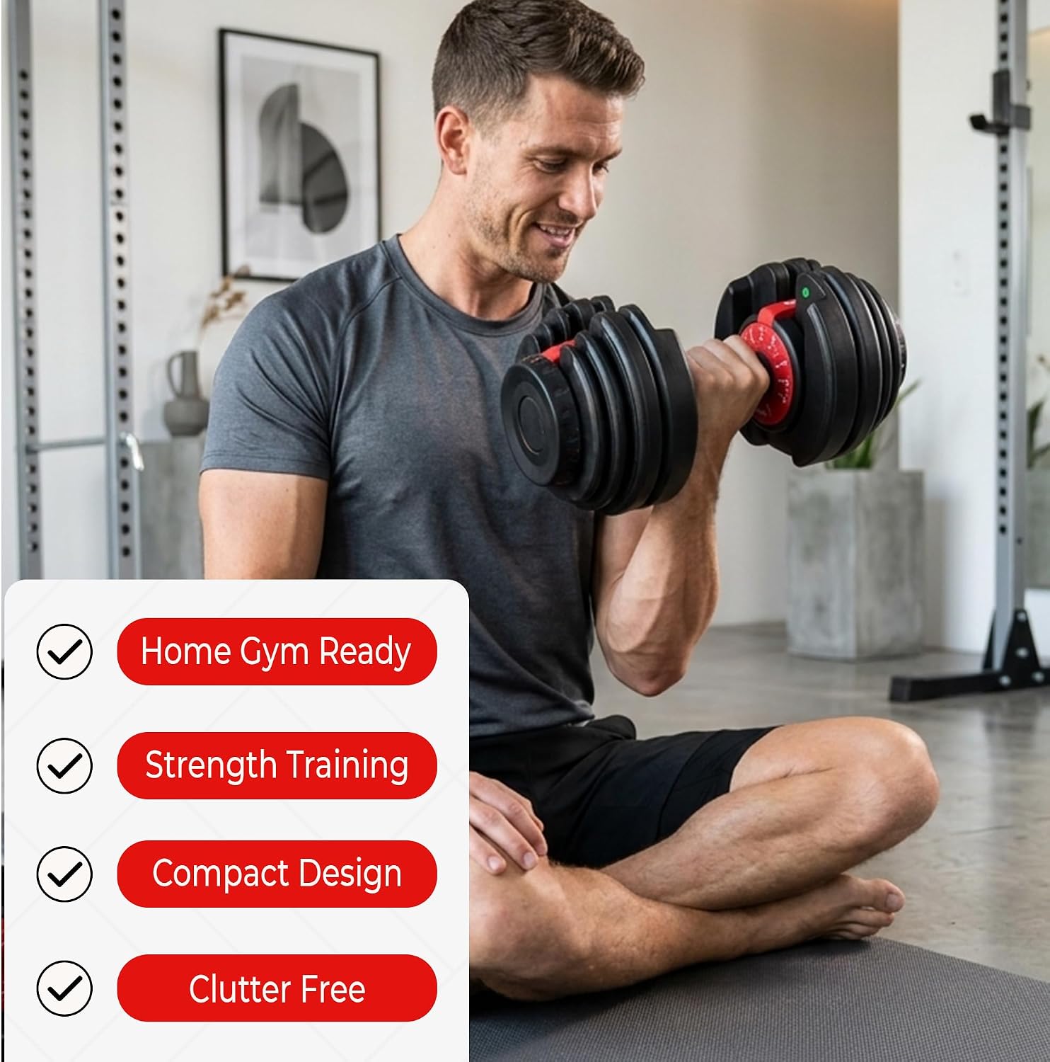 Adjustable Dumbbells Set 24KG Each (48KG Set)