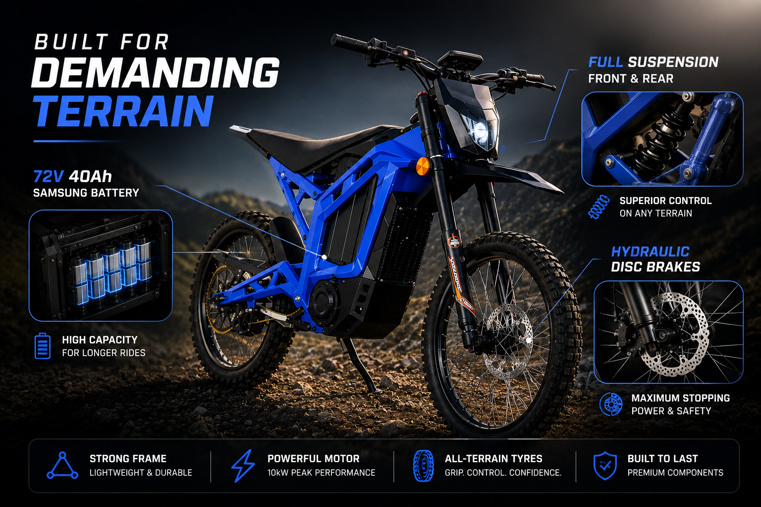 Yasyas 10kW 72V Electric Dirt Bike