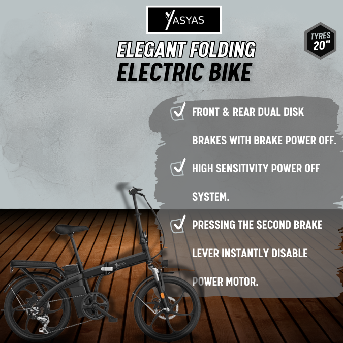 YASYAS Folding Electric Bike, 20” Portable Bike