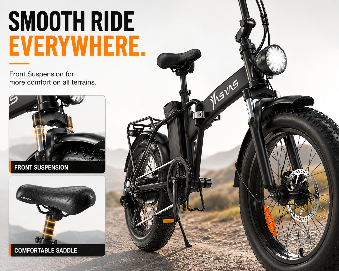 YASYAS HARLEY 20" Folding Electric Bike – 4.0 Fat Tire, 48V Battery, Foldable E-Bike