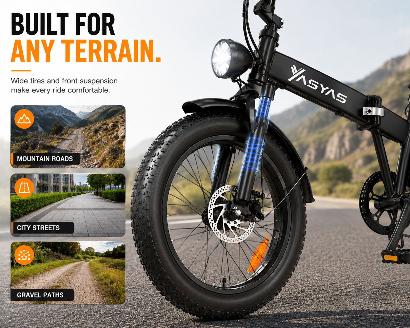 YASYAS HARLEY 20" Folding Electric Bike – 4.0 Fat Tire, 48V Battery, Foldable E-Bike