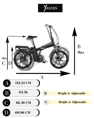 YASYAS Electric Bicycle, 20" Portable Bike - Folding Electric Bike