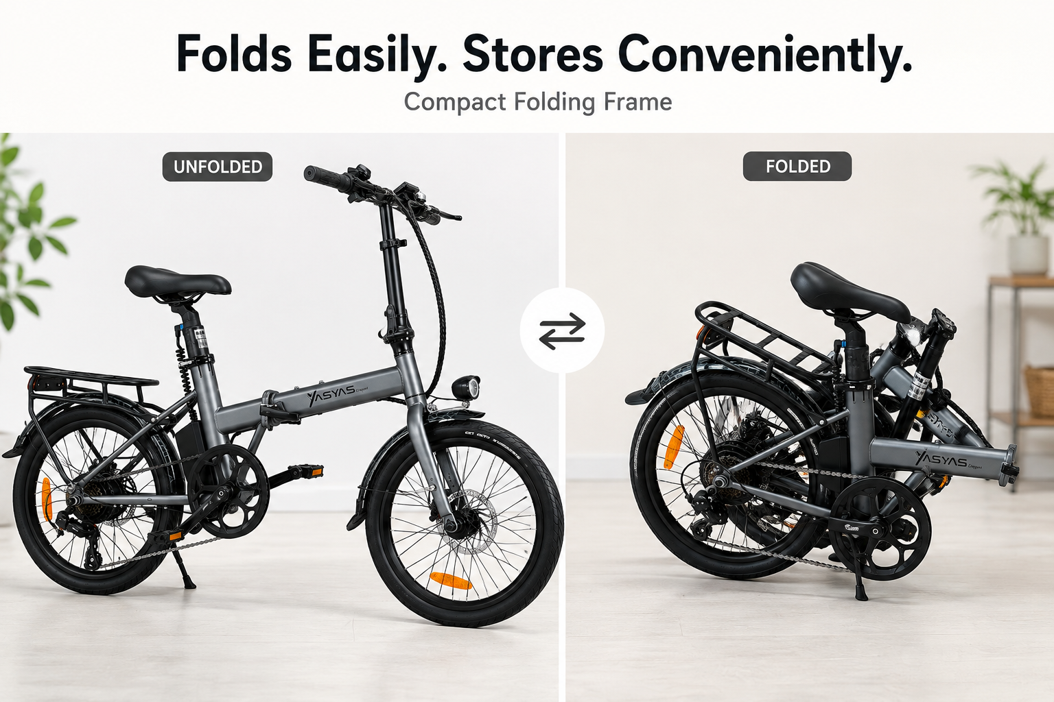 YASYAS Premium ELEGANT 2.0 Folding Electric Bicycle, 20 Inch Wheels
