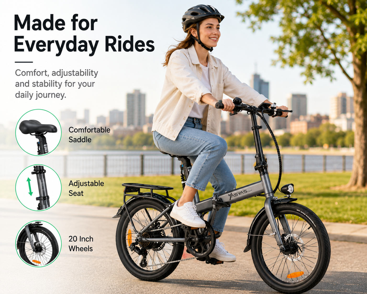 YASYAS Premium ELEGANT 2.0 Folding Electric Bicycle, 20 Inch Wheels