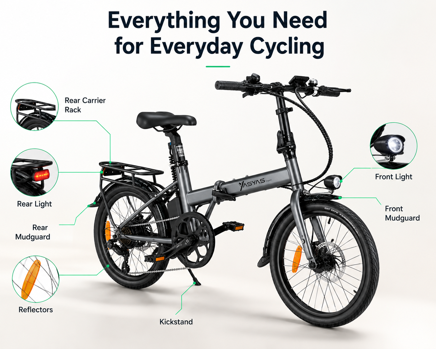 YASYAS Premium ELEGANT 2.0 Folding Electric Bicycle, 20 Inch Wheels