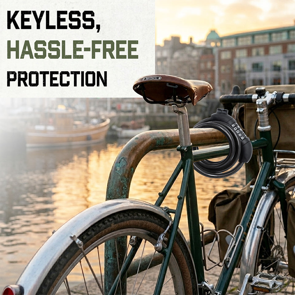 4 Digit Resettable Combination Bike Cable Lock, Anti Theft Bicycle Cable Lock Heavy Duty Steel with Mount Bracket, Keyless Bike Lock for Cycle Scooter Helmet Outdoor Security