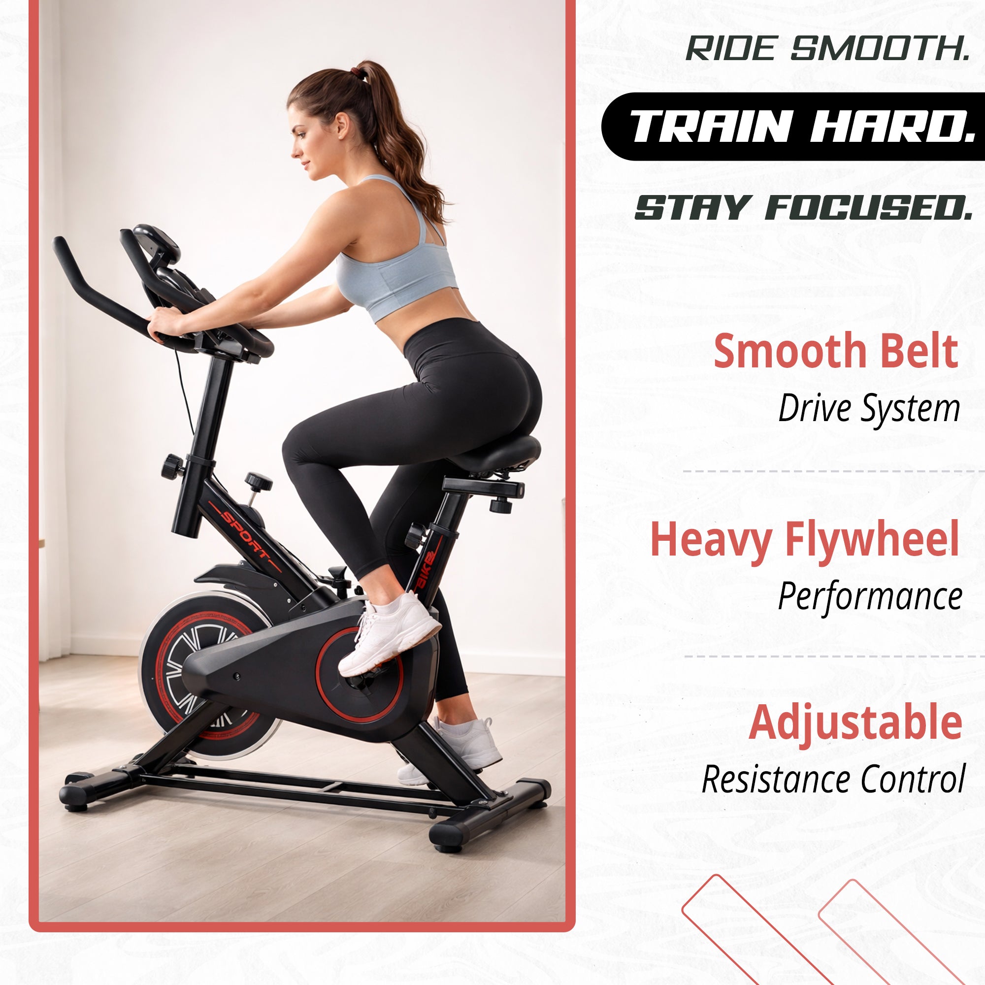 Indoor Exercise Bike Friction Resistance Spin Bike for Home Gym