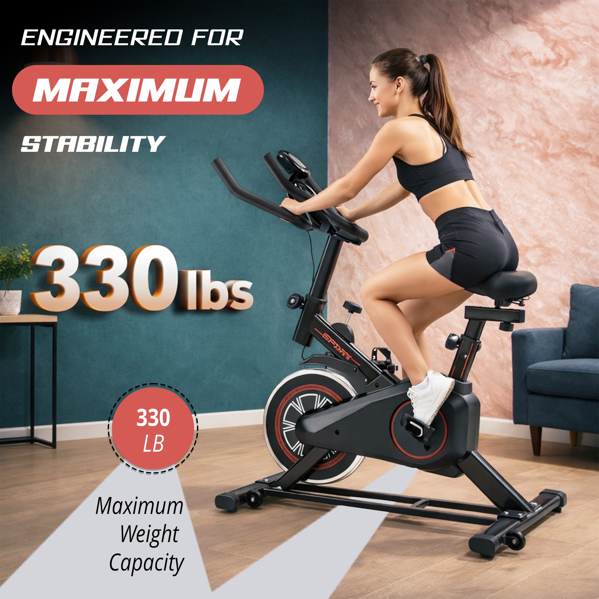 Indoor Exercise Bike Friction Resistance Spin Bike for Home Gym