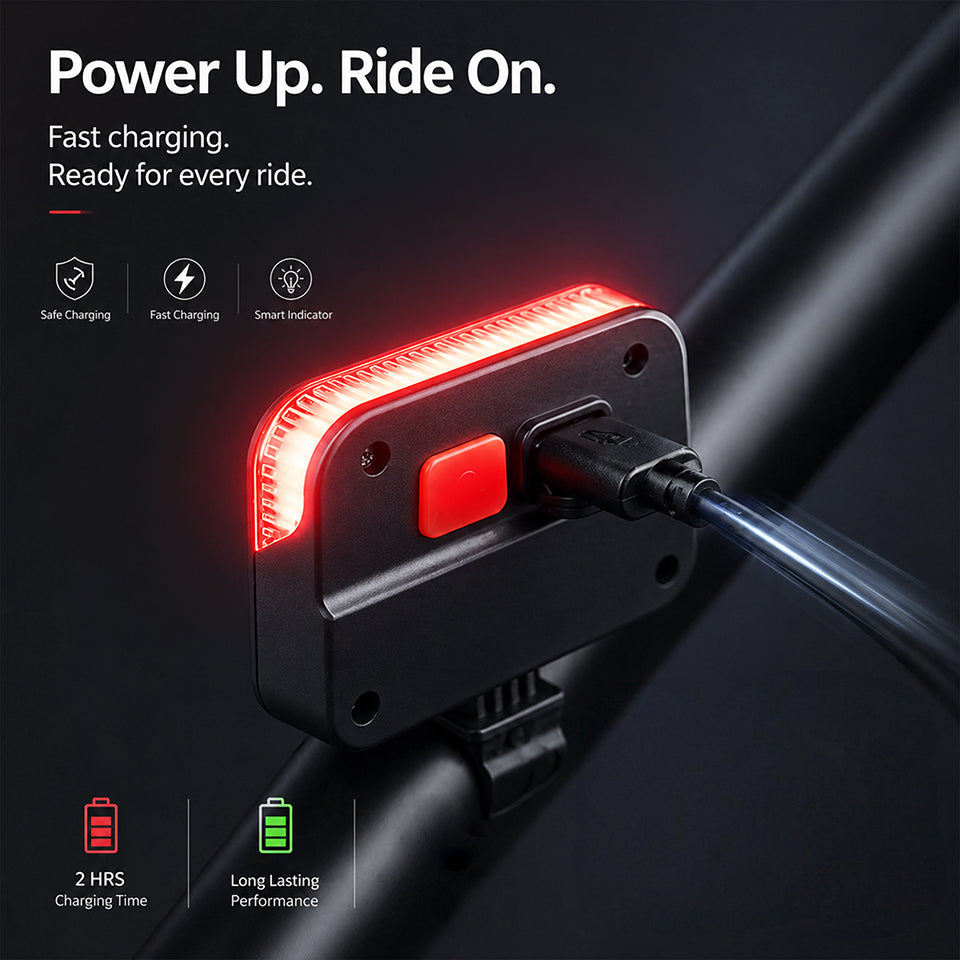Bike Rear Light, Solar Powered Bike Tail Light, USB Rechargeable