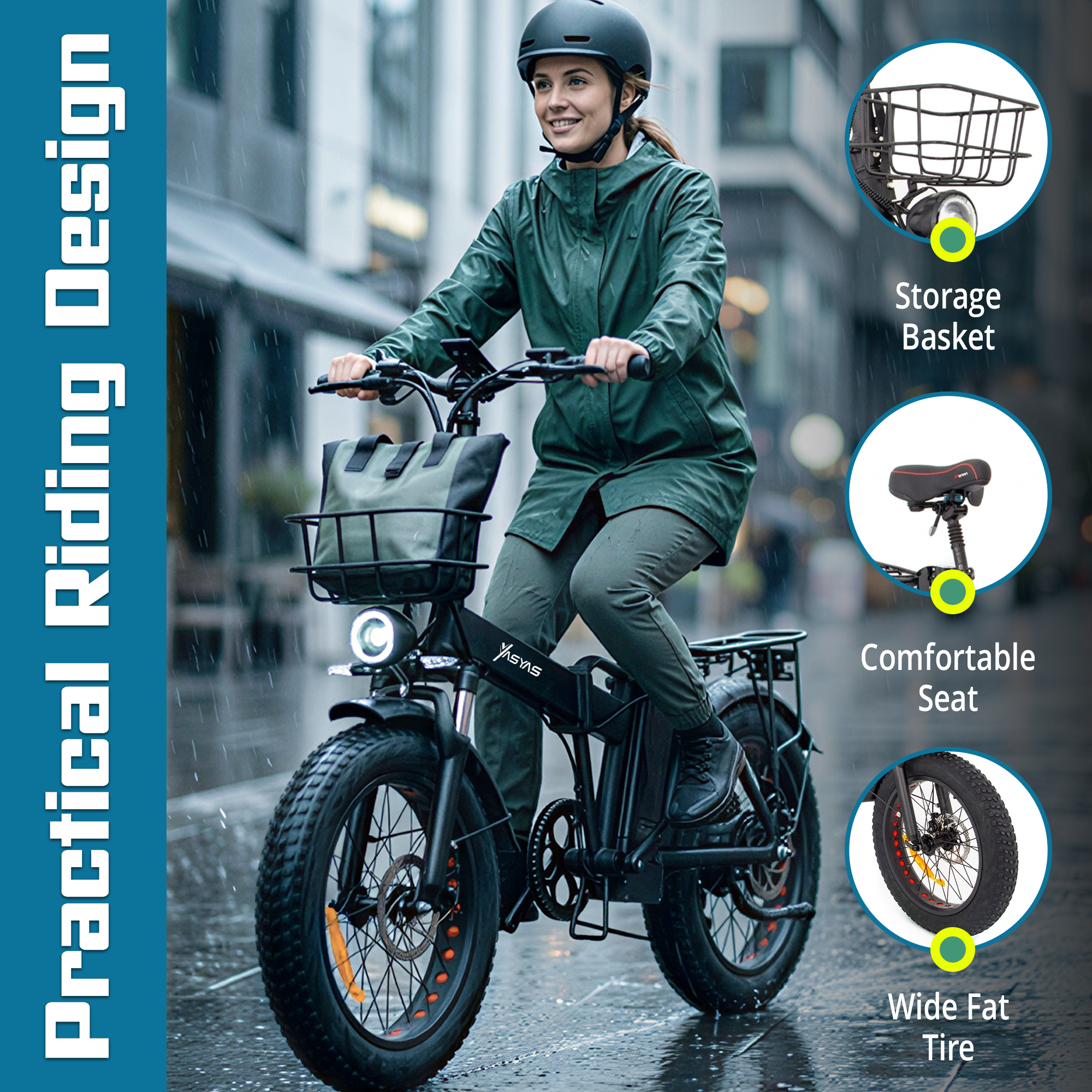 Yasyas Fat Tyre Mark XR Folding Electric Bike 48V 25A | 250W Motor | 150KM Range | Off-Road E-Bike