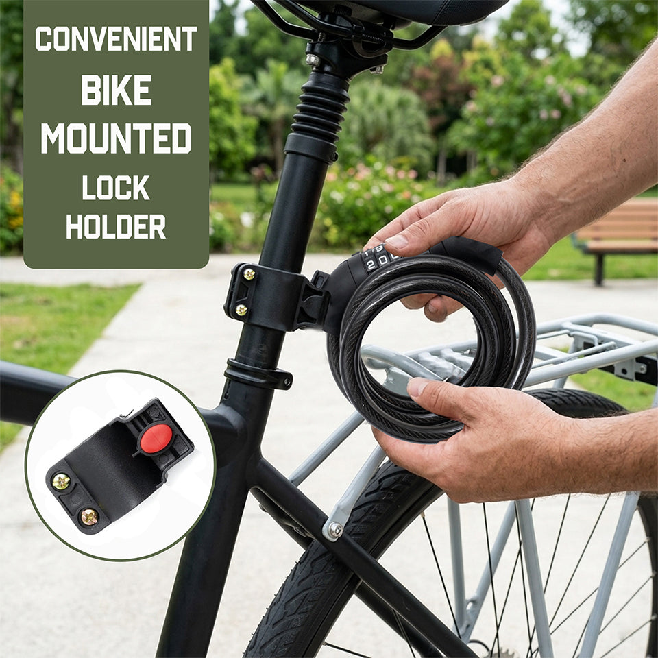 4 Digit Resettable Combination Bike Cable Lock, Anti Theft Bicycle Cable Lock Heavy Duty Steel with Mount Bracket, Keyless Bike Lock for Cycle Scooter Helmet Outdoor Security