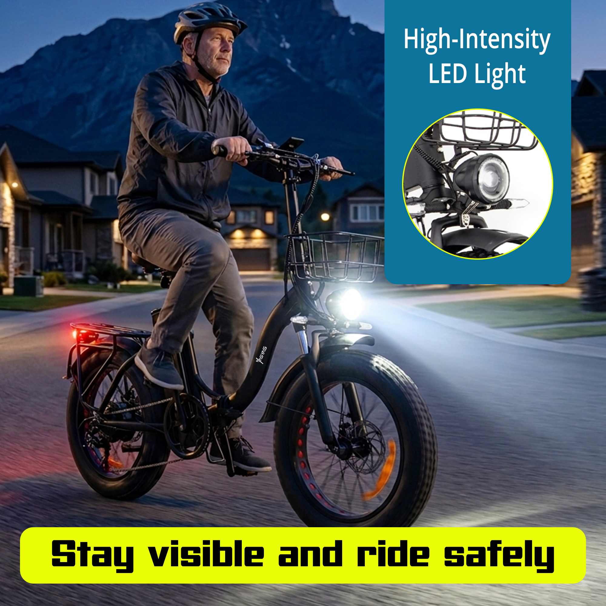 Yasyas Fat Tyre Mark X Folding Electric Bike 48V 25A | 250W Motor | 150 KM Range | Off-Road E-Bike