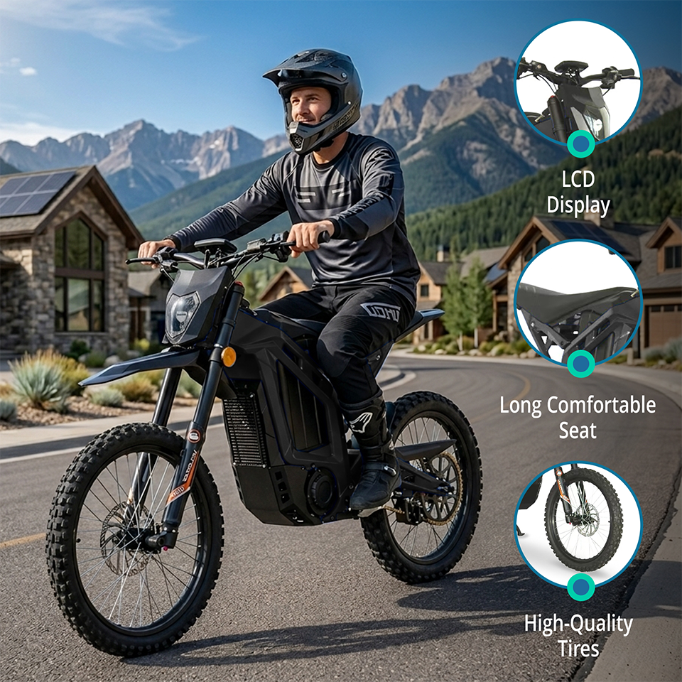 Yasyas Electric Bike for Adults 4000W 72V 40Ah Off Road Electric Bike, High Speed 90kmh Electric Dirt Bike, 120km Range, Full Suspension, Hydraulic Disc Brakes, All Terrain Motocross Style UK