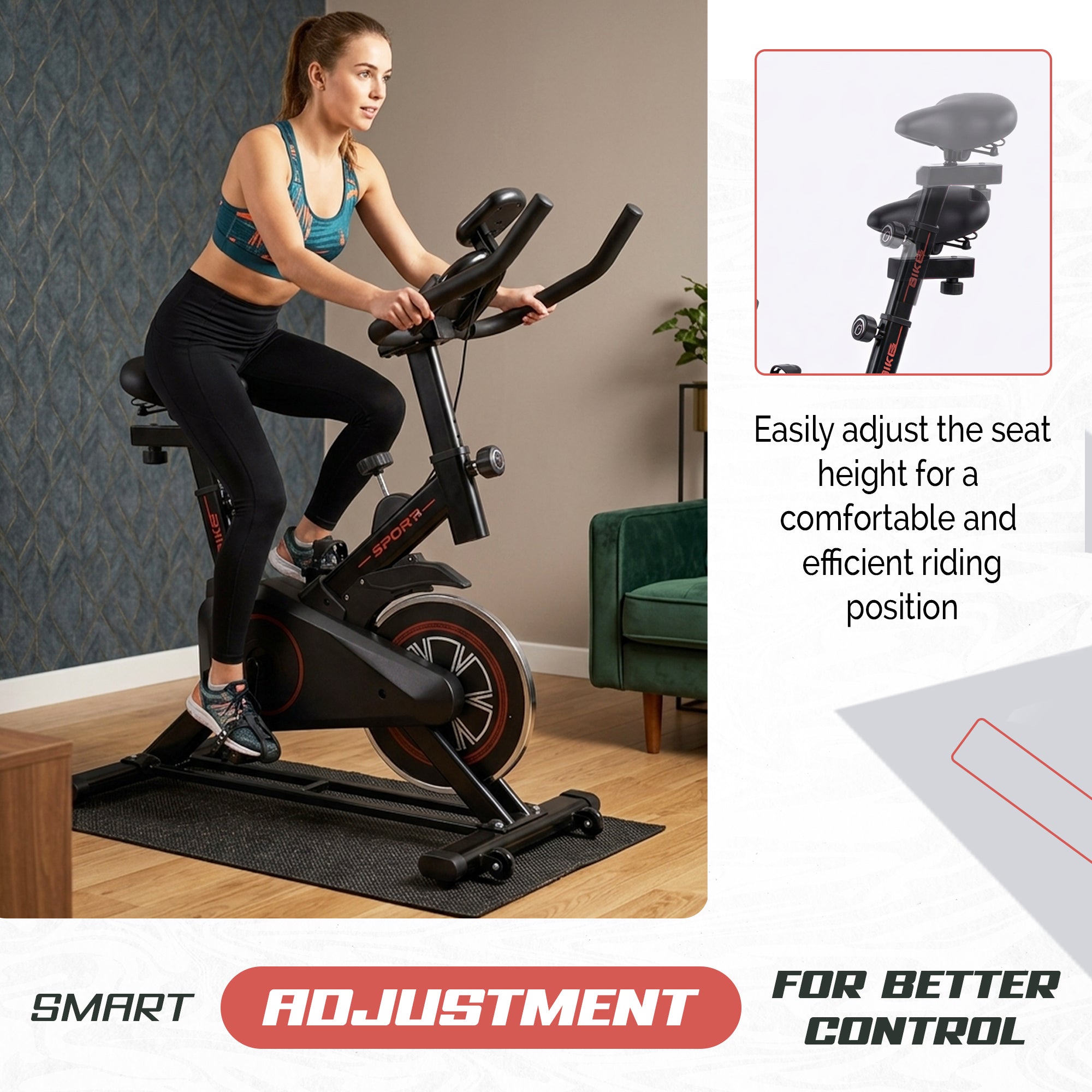 Indoor Exercise Bike Friction Resistance Spin Bike for Home Gym