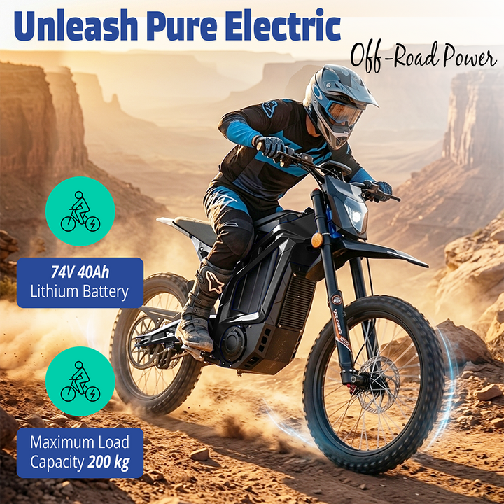Yasyas Electric Bike for Adults 4000W 72V 40Ah Off Road Electric Bike, High Speed 90kmh Electric Dirt Bike, 120km Range, Full Suspension, Hydraulic Disc Brakes, All Terrain Motocross Style UK