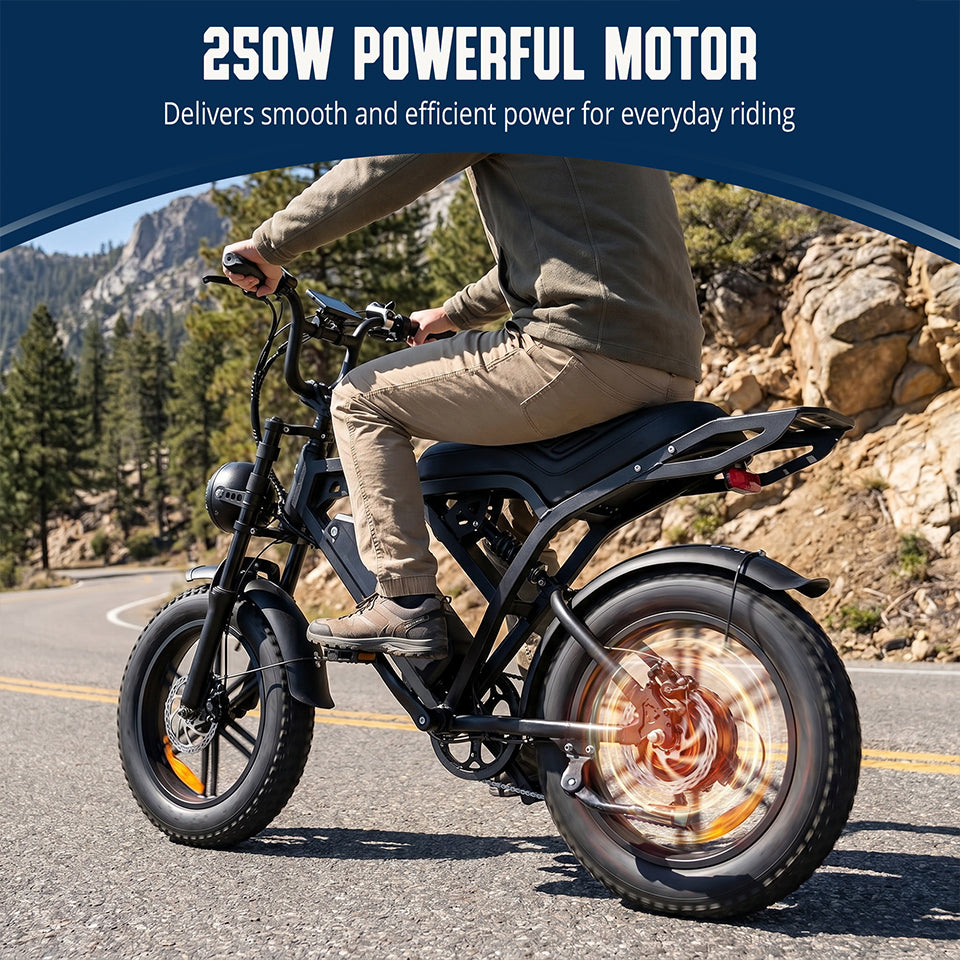 YASYAS 16" Fat Tyre Electric Bike – UK Road Legal 250W E-Bike with App Control, Tracker & Throttle