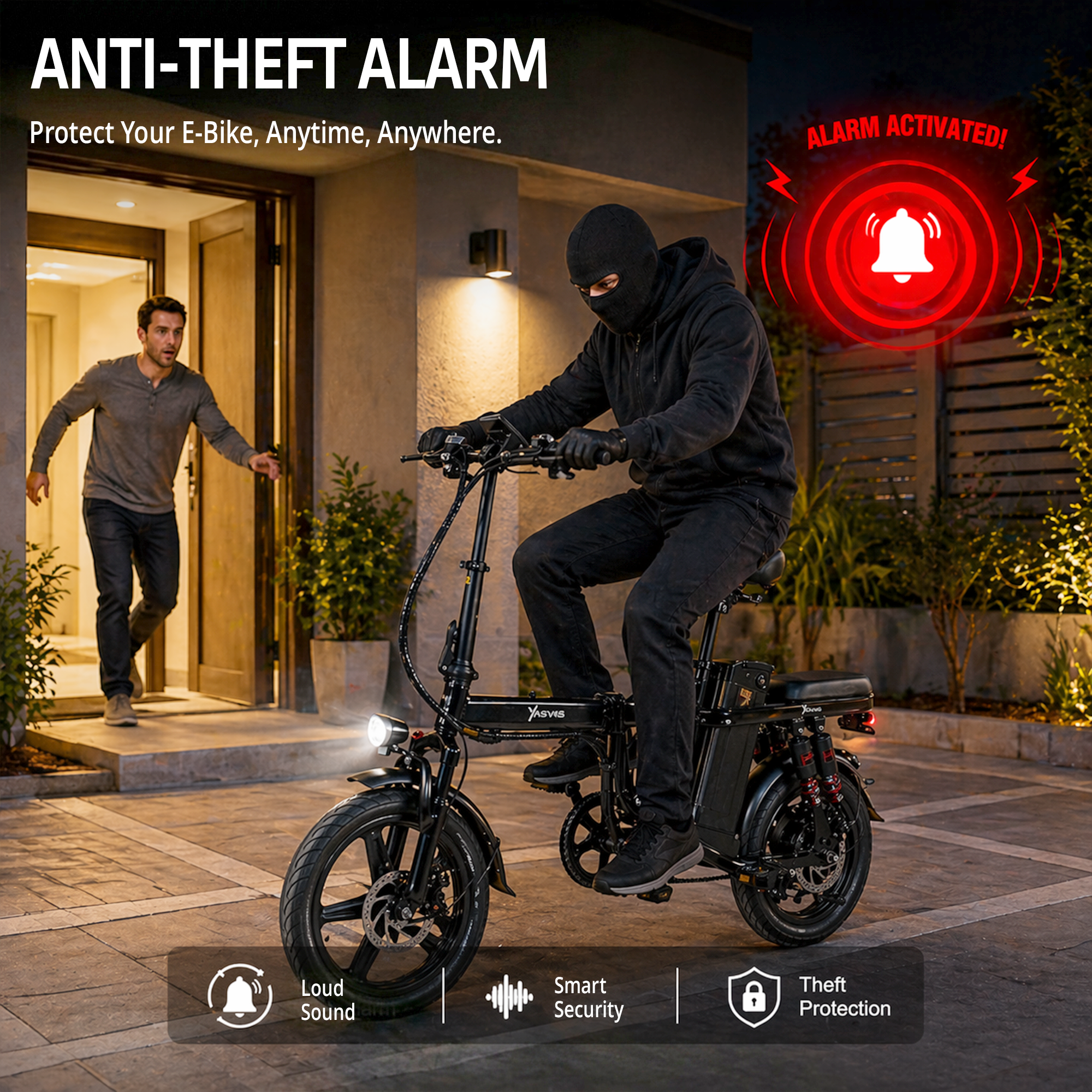 Yasyas Little Beast X Folding Electric Bike, 250W Powerful Motor, 48V 12A Removable Battery