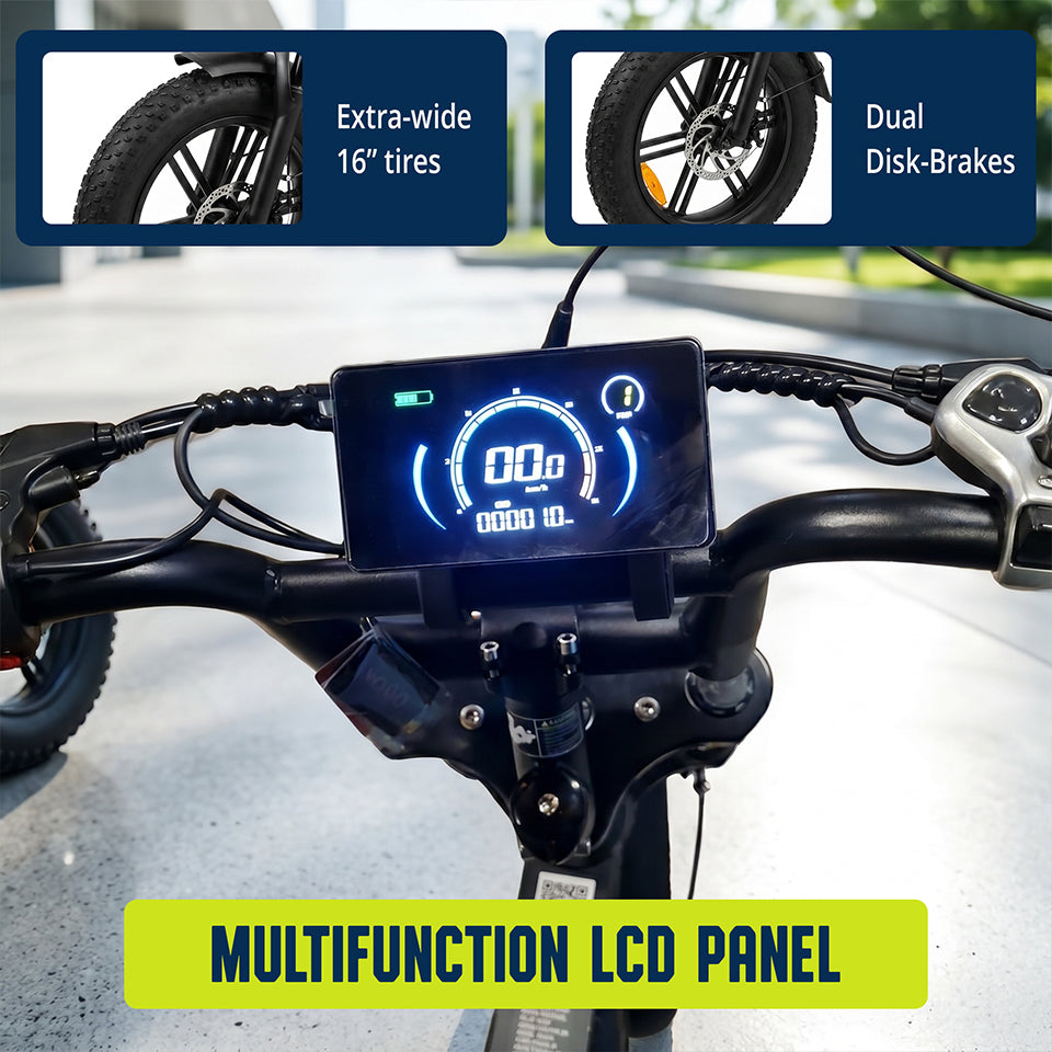 YASYAS 16" Fat Tyre Electric Bike – UK Road Legal 250W E-Bike with App Control, Tracker & Throttle