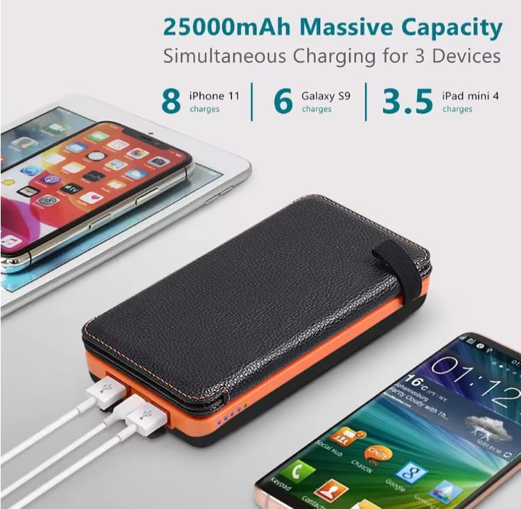 High-capacity solar power bank, Portable solar charger