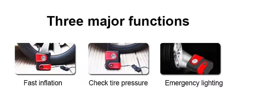 Tire Inflator with LED Light, All-Purpose Inflator