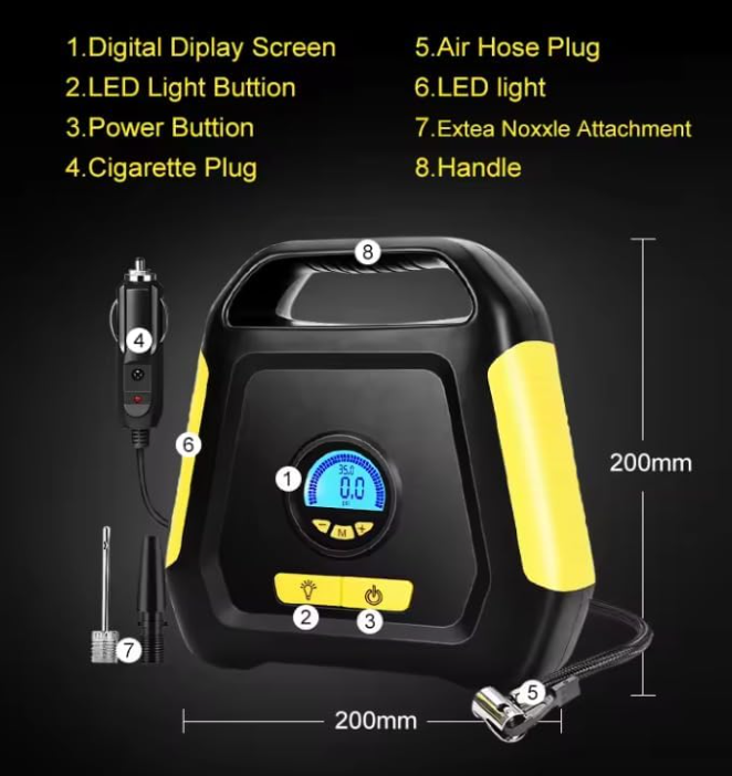 Portable Air Compressor, Car Tyre Inflation Pump