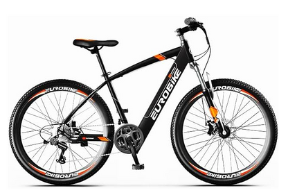 Eurobike EMTB 21 Speeds Electric Mountain Bike with 250W Motor and 36V Battery, 26 Inch Wheel, Lightweight Aluminium Frame, and Front Suspension E-Bike X7, Black