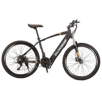 Eurobike EMTB 21 Speeds Electric Mountain Bike with 250W Motor and 36V Battery, 26 Inch Wheel, Lightweight Aluminium Frame, and Front Suspension E-Bike X7, Black