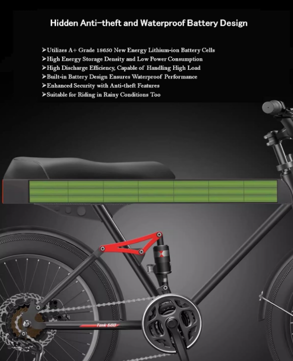 Electric E-Bike Tank, EMTB with Front Suspension